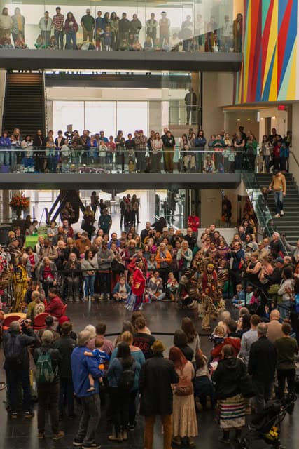 Powwow gathering at museum
